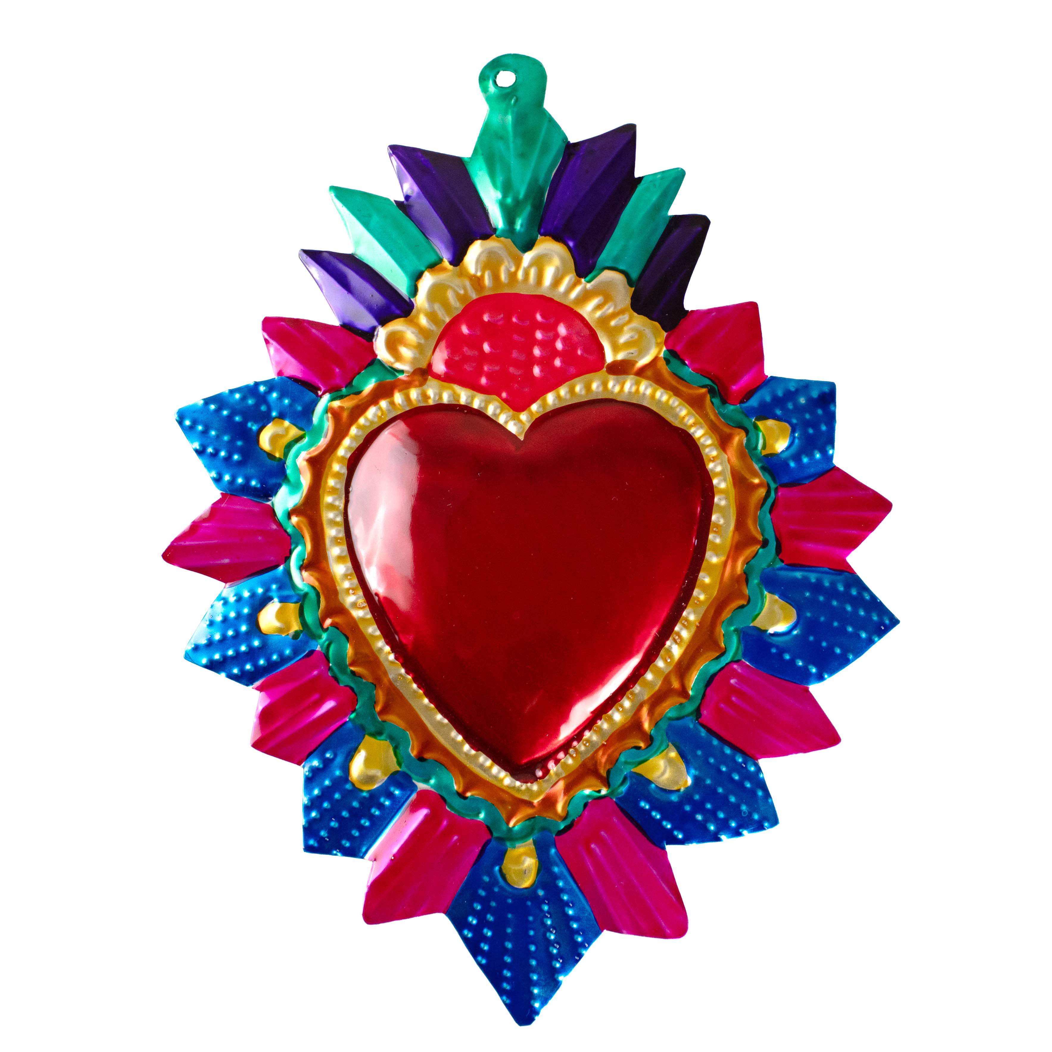 Large Mexican Crown Milagro Tin Hearts - Image 9
