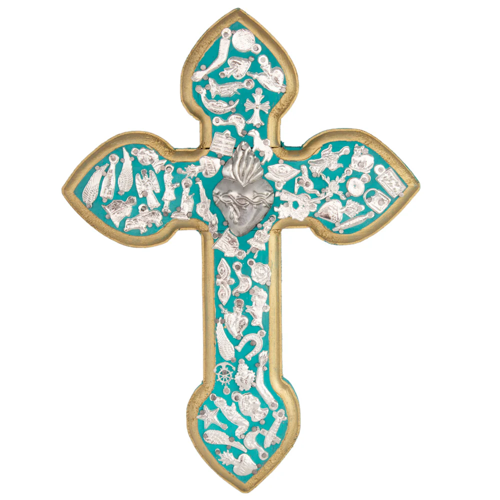 Wooden Wall Cross with Milagritos, Large - Image 13