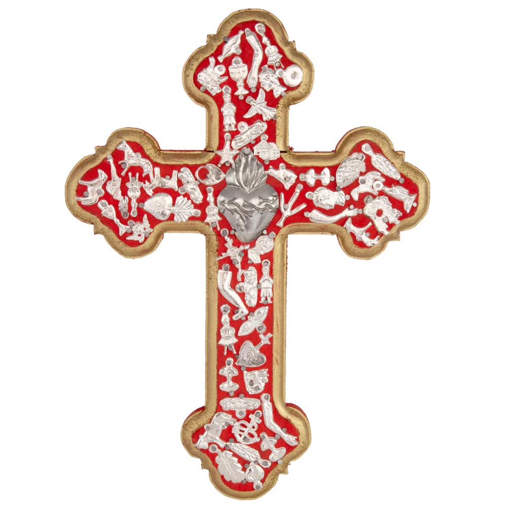 Wooden Wall Cross with Milagritos, Large - Image 16