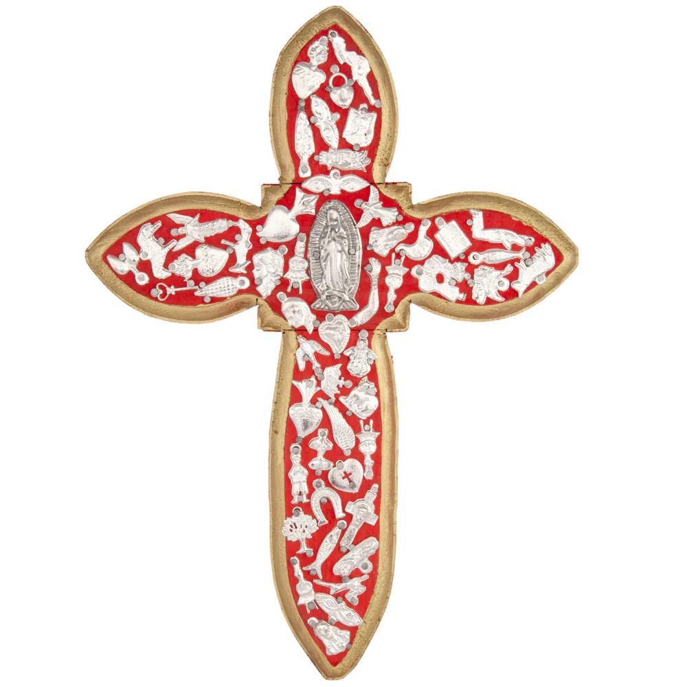 Wooden Wall Cross with Milagritos, Large - Image 17