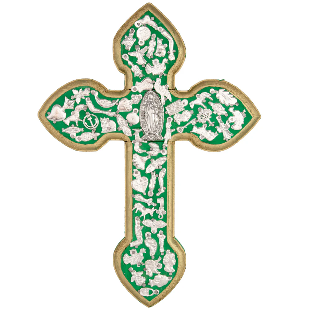 Wooden Wall Cross with Milagritos, Large - Image 18