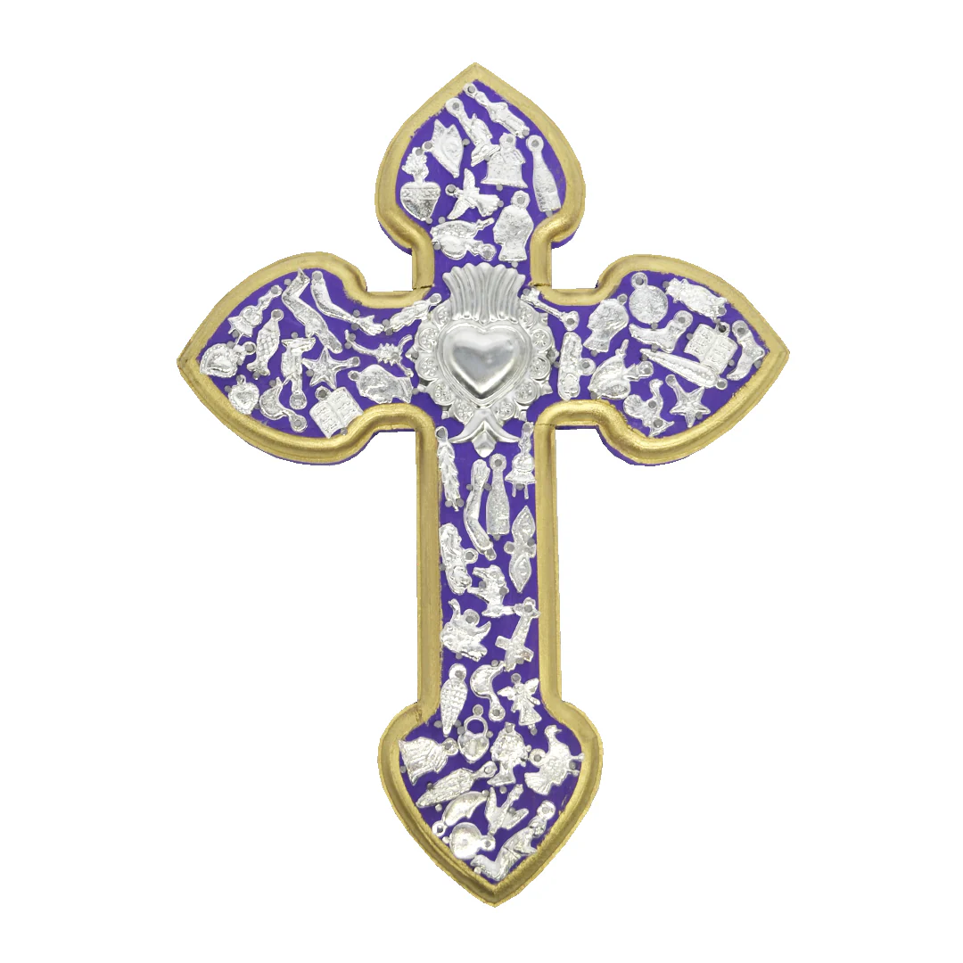 Wooden Wall Cross with Milagritos, Large - Image 9