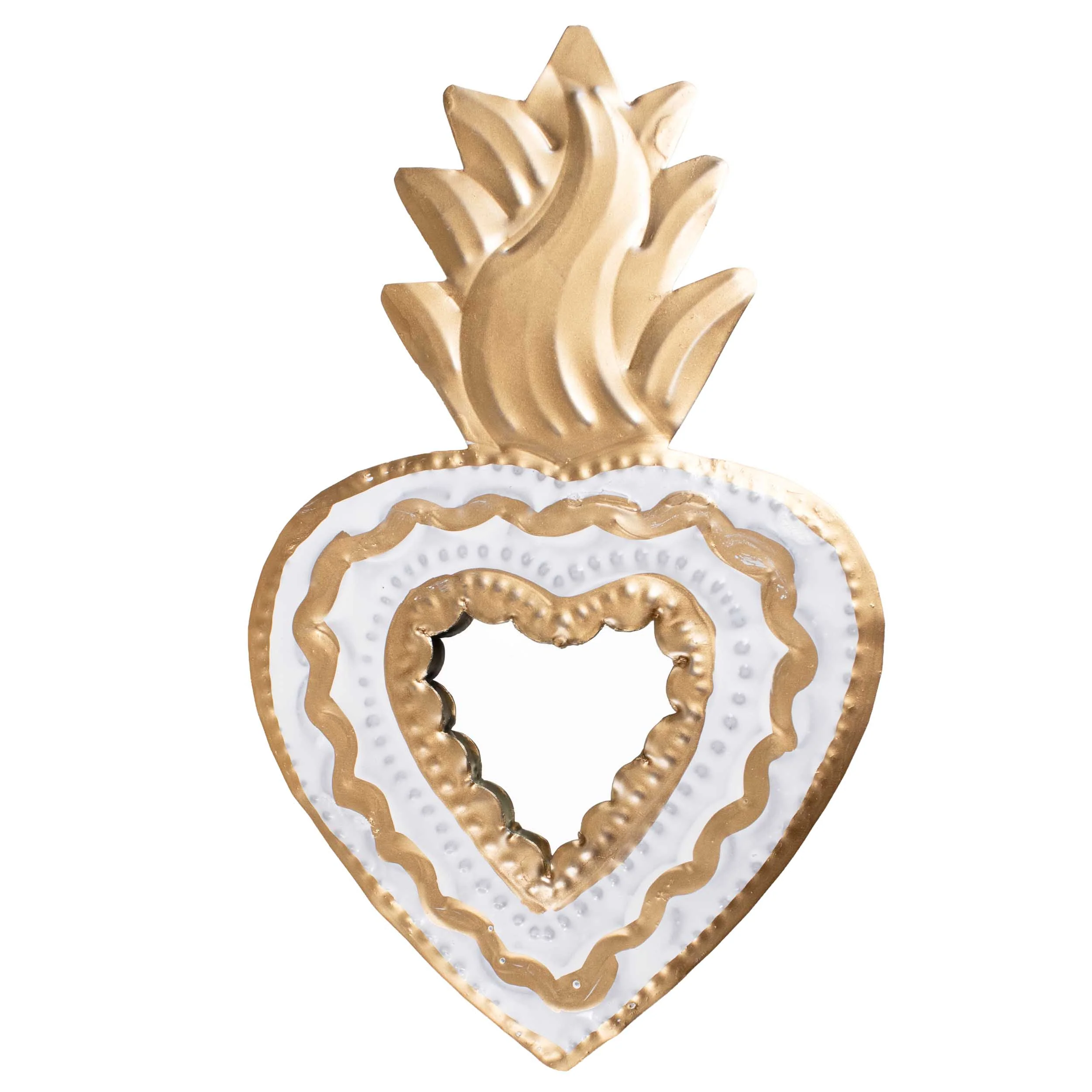 Medium Mexican Crown Milagro Tin Heart with Mirror - Image 17