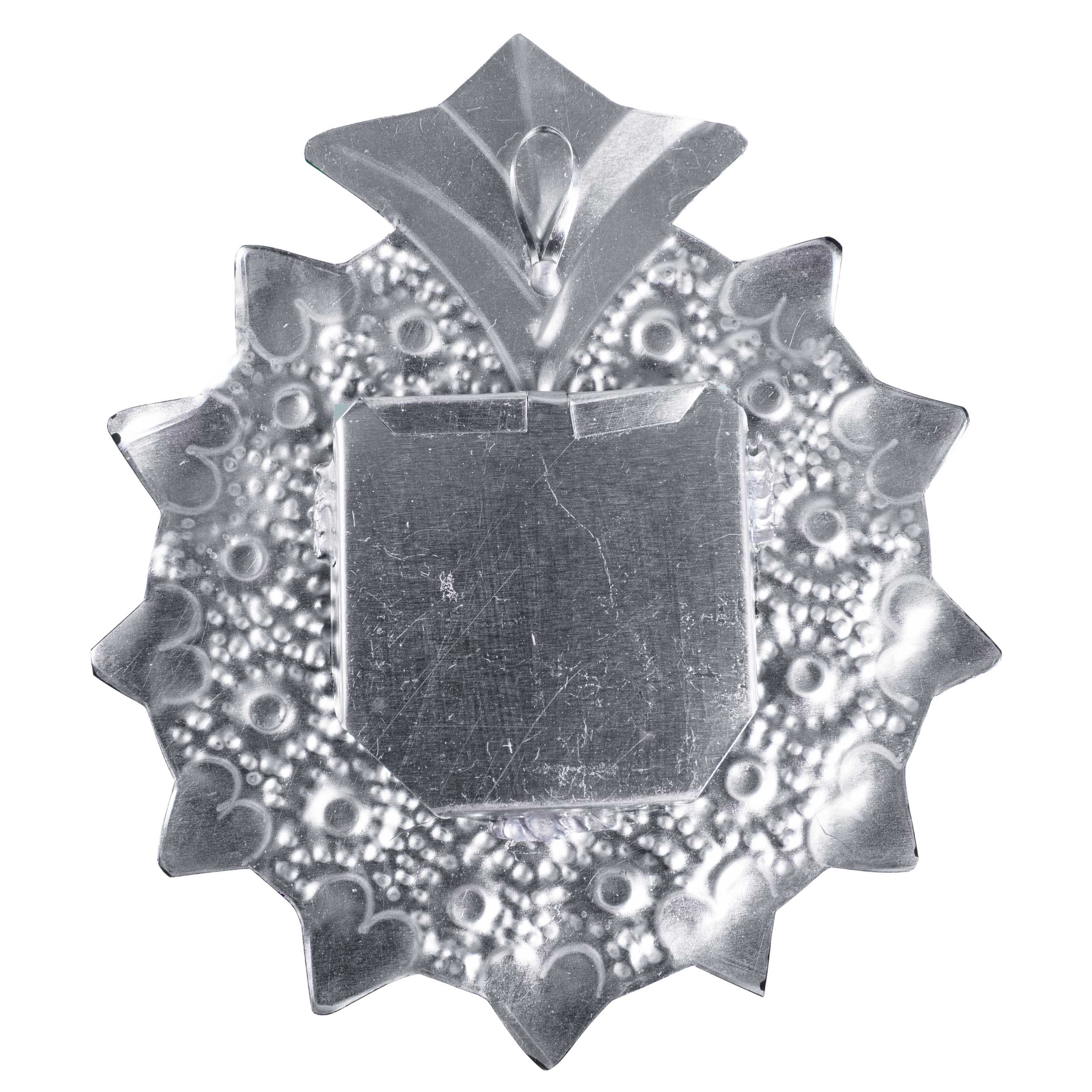 Medium Mexican Crown Milagro Tin Heart with Mirror - Image 4