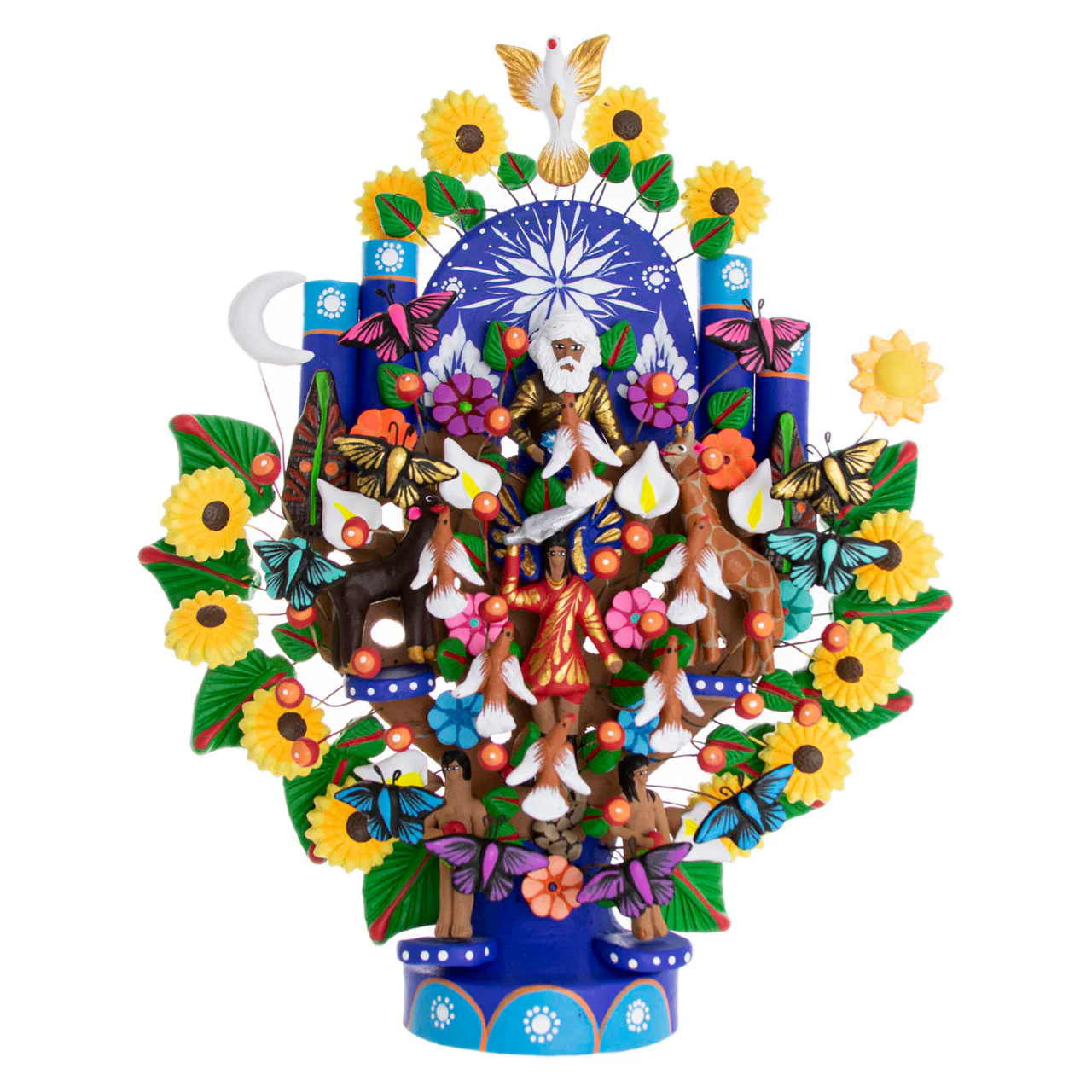 Mexican Tree of Life 1' Clay Sculpture - Image 10