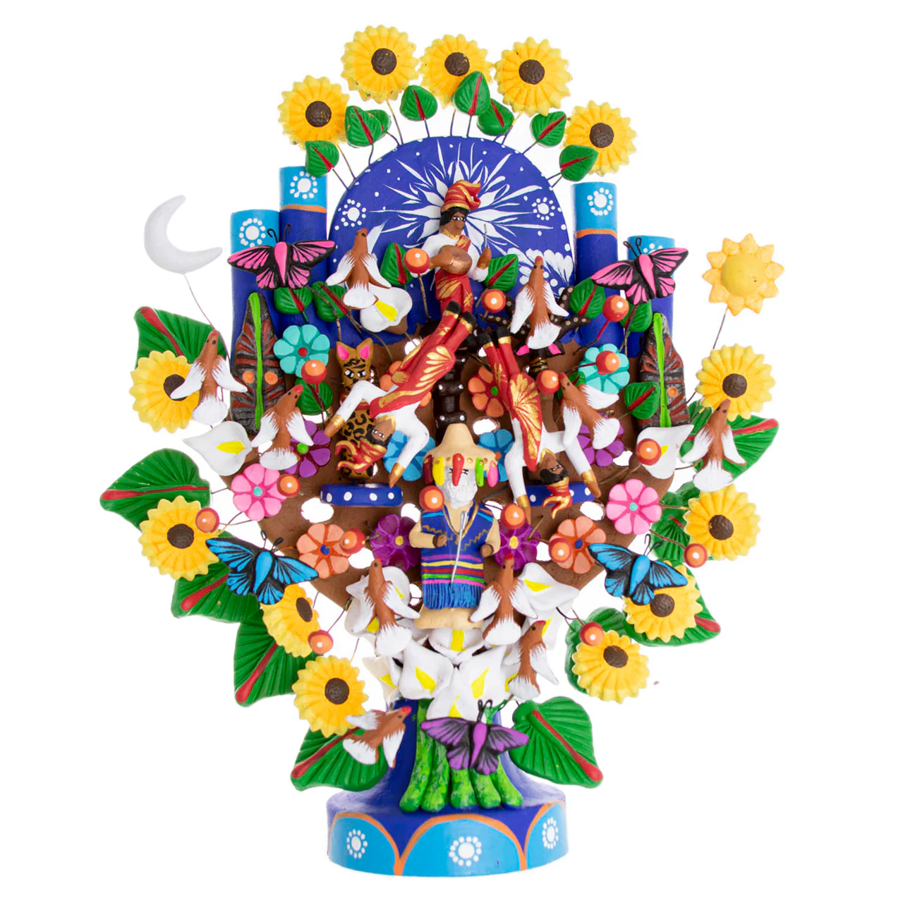 Mexican Tree of Life 1' Clay Sculpture - Image 11