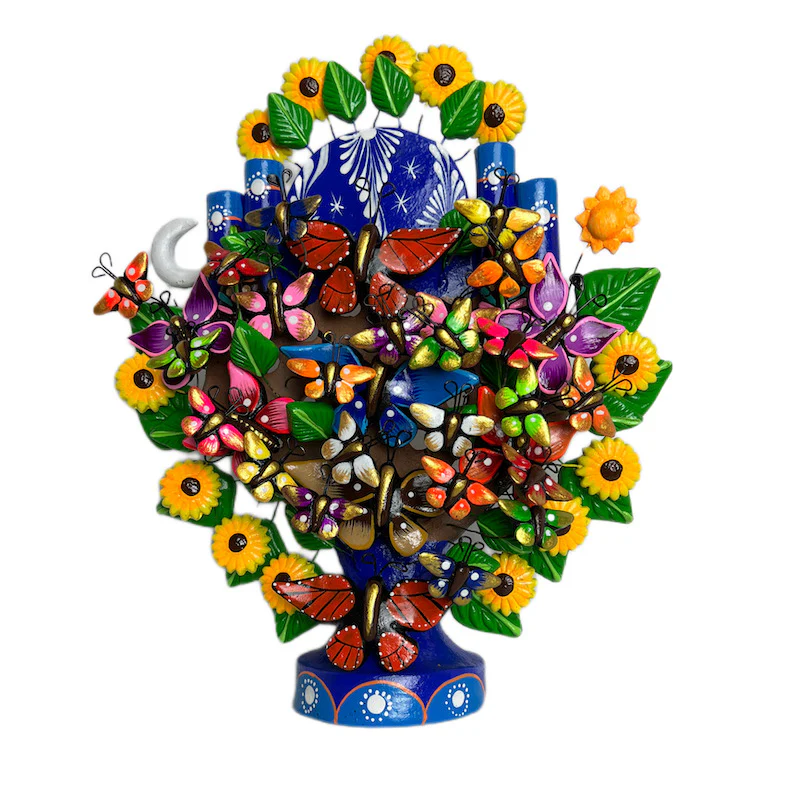 Mexican Tree of Life 1' Clay Sculpture - Image 12