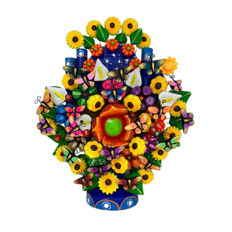 Mexican Tree of Life 1' Clay Sculpture - Image 13