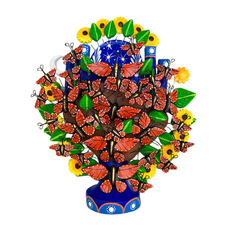 Mexican Tree of Life 1' Clay Sculpture - Image 14