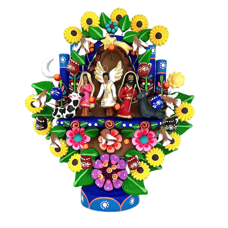 Mexican Tree of Life 1' Clay Sculpture - Image 15