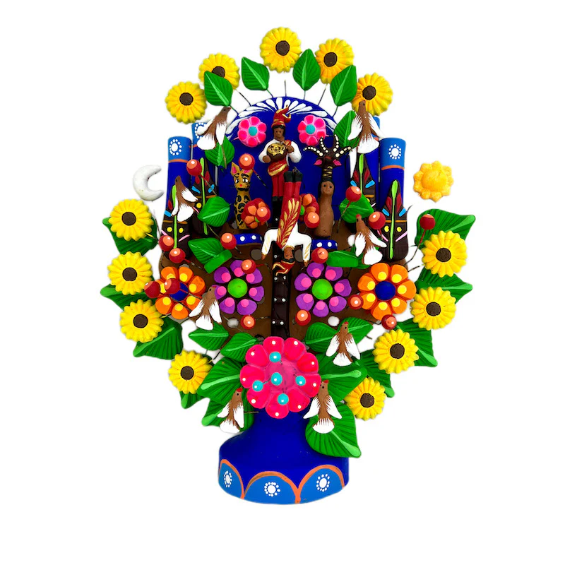 Mexican Tree of Life 1' Clay Sculpture - Image 16