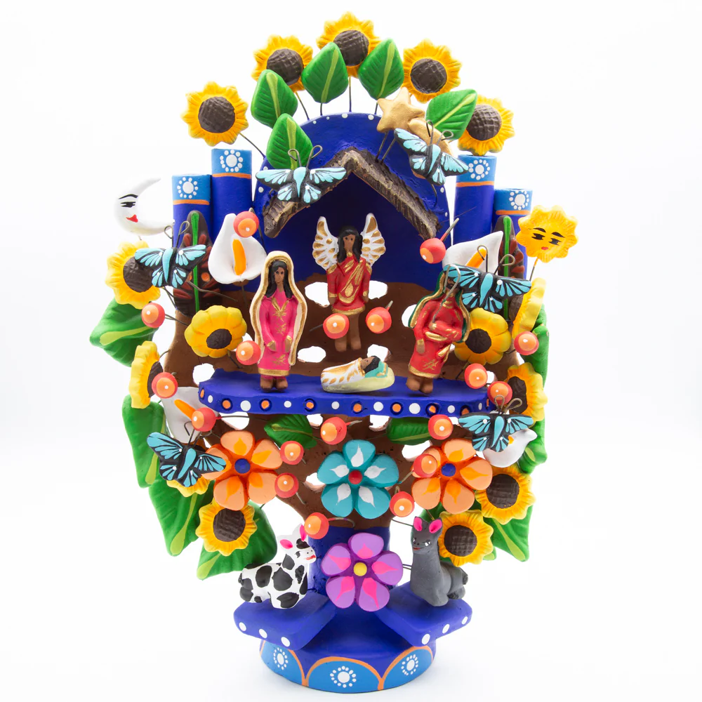 Mexican Tree of Life 1' Clay Sculpture - Image 21