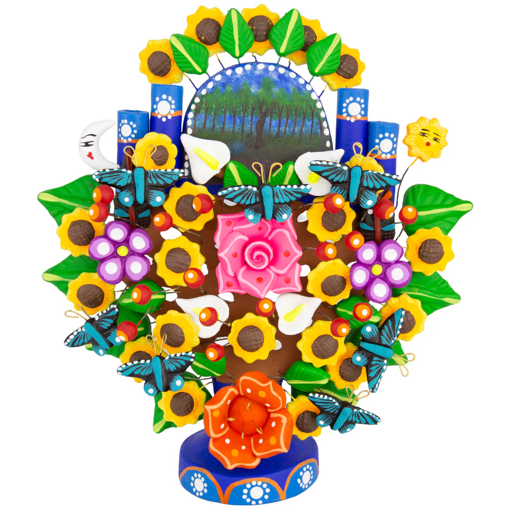 Mexican Tree of Life 1' Clay Sculpture - Image 25