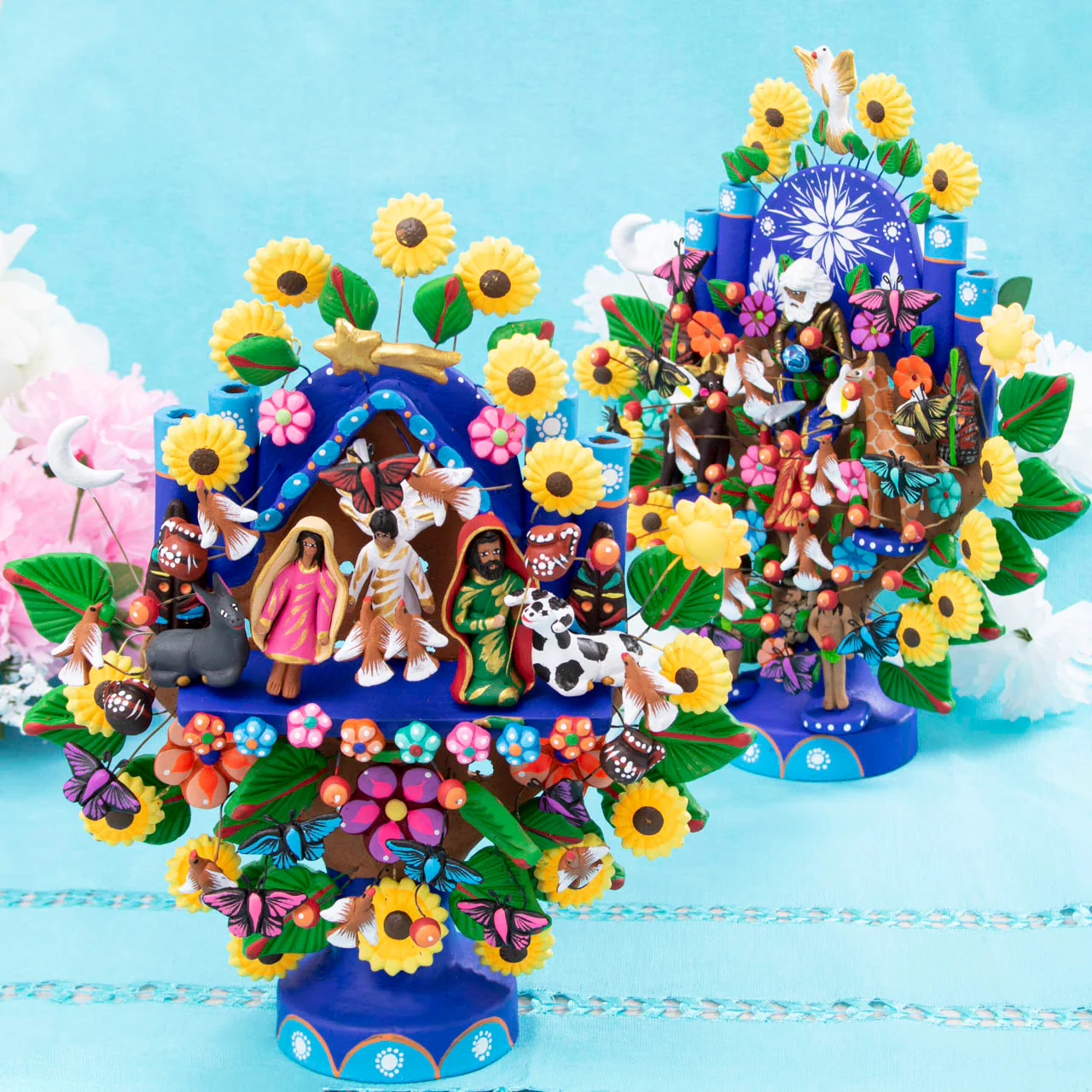 Mexican Tree of Life 1' Clay Sculpture - Image 3