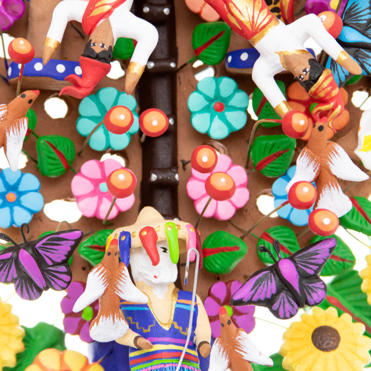 Mexican Tree of Life 1' Clay Sculpture - Image 7