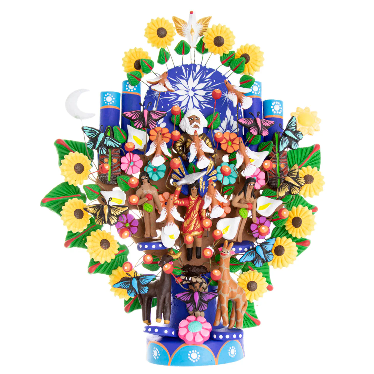 Mexican Tree of Life 1' Clay Sculpture - Image 8