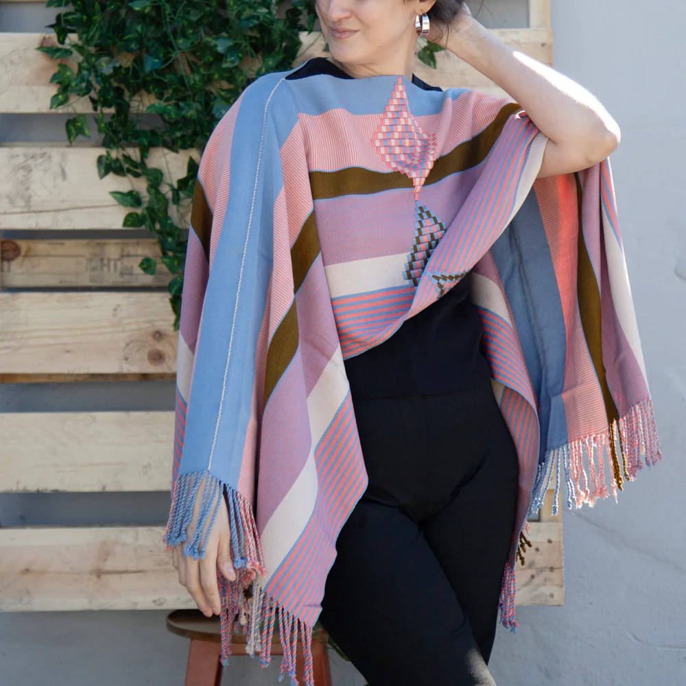 Oxchuc Lines and Rhombus Poncho - Image 14