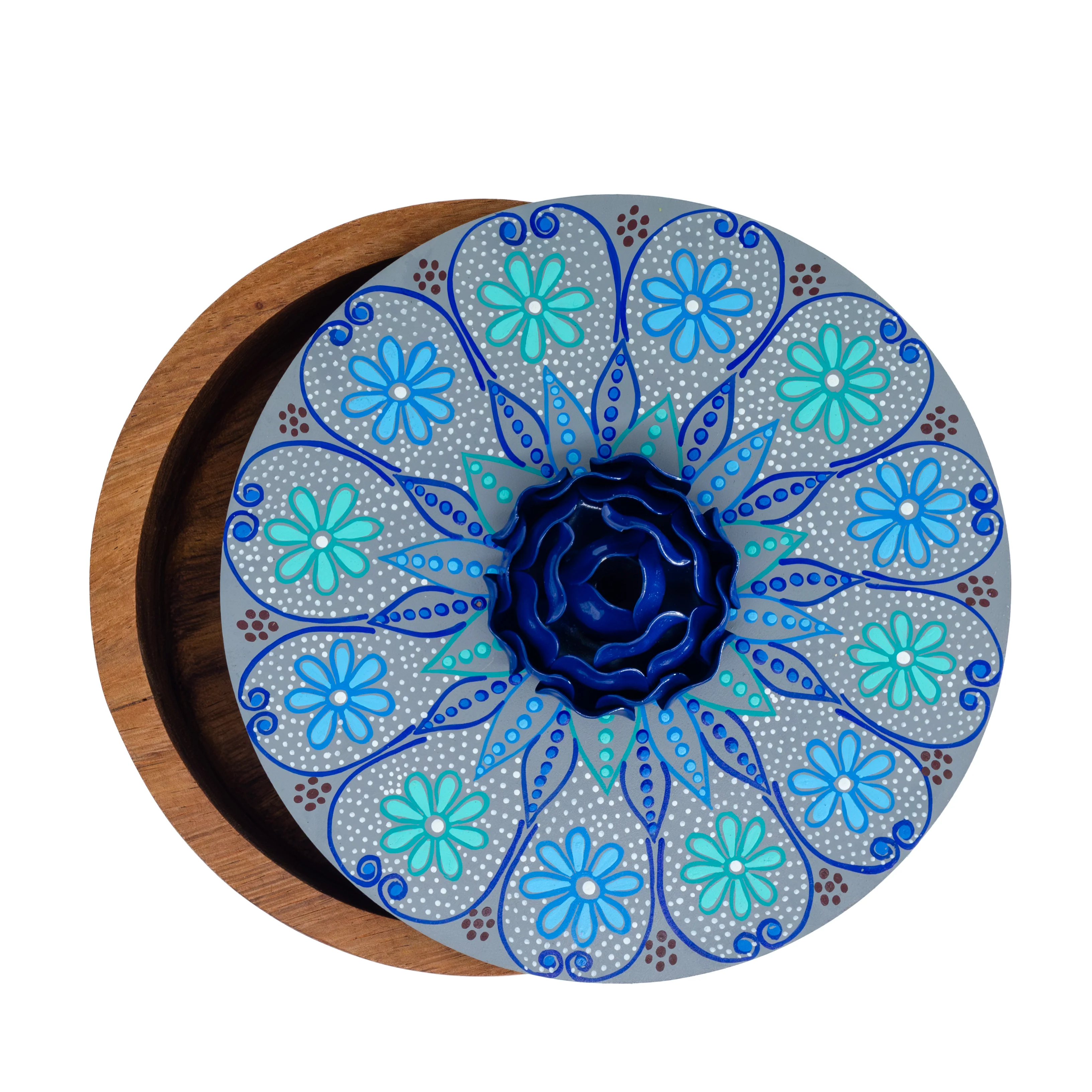 Hand-painted Parota Solid Wood Kitchen Tortillero/Basket - Image 11