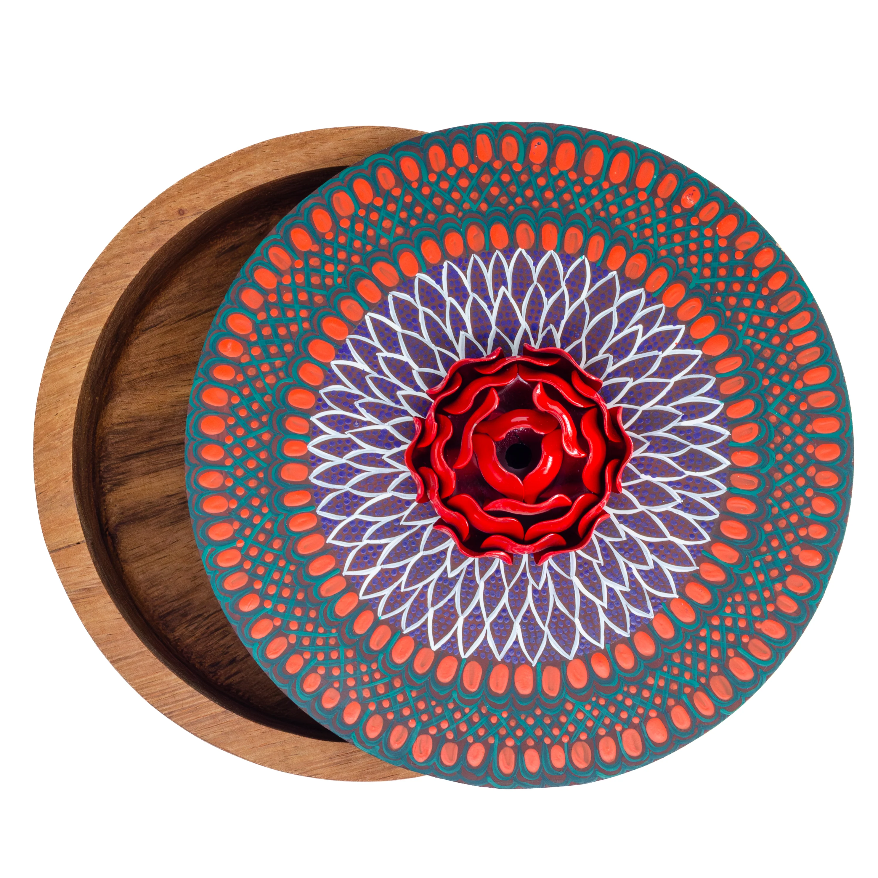 Hand-painted Parota Solid Wood Kitchen Tortillero/Basket - Image 15