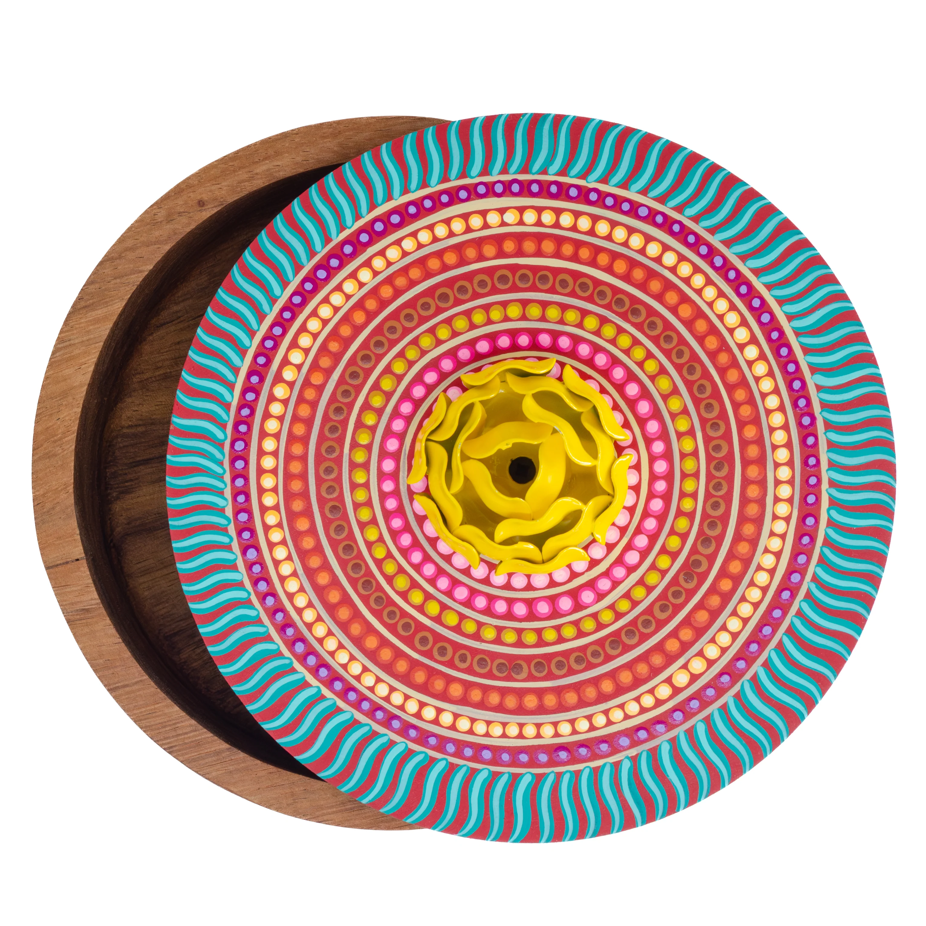 Hand-painted Parota Solid Wood Kitchen Tortillero/Basket - Image 16