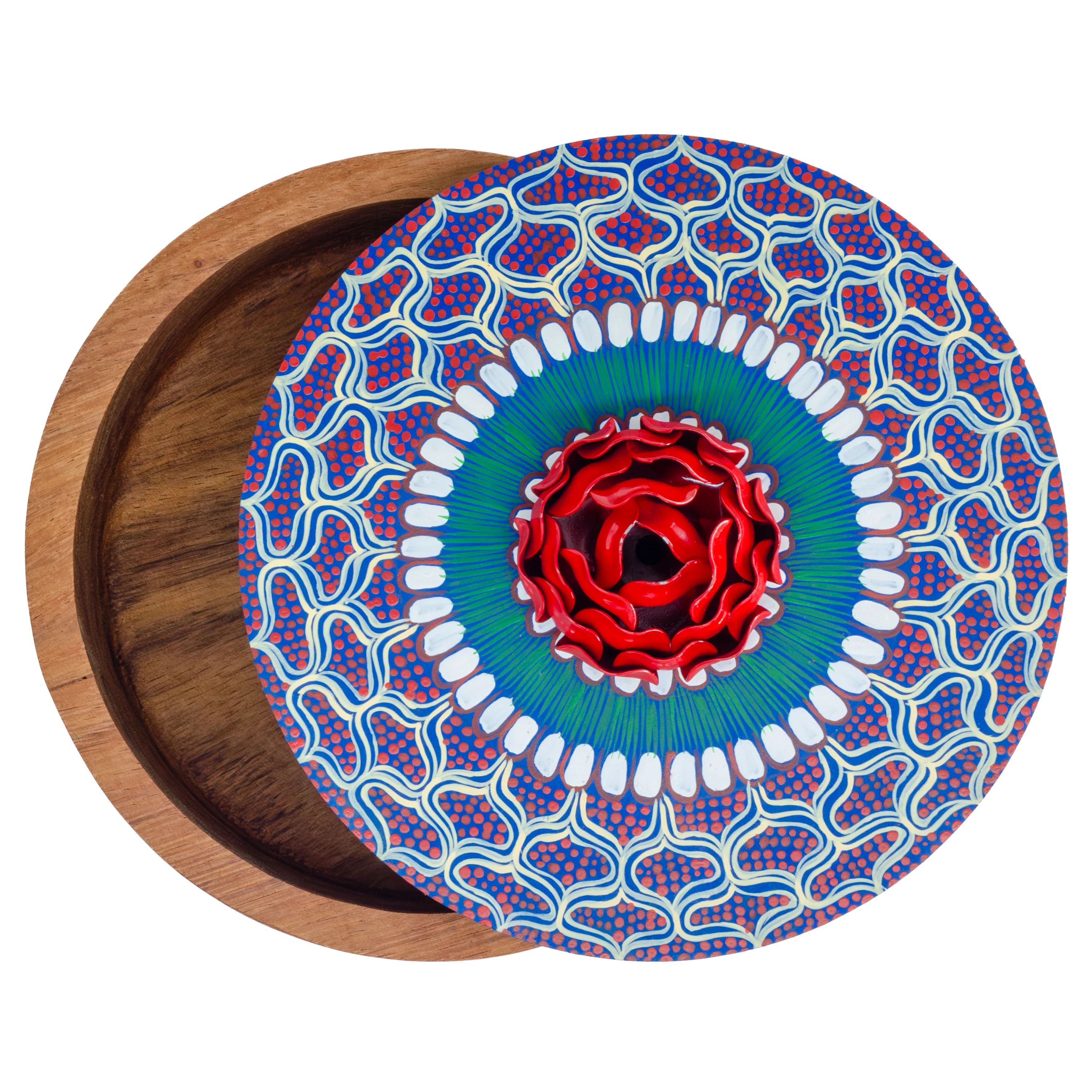 Hand-painted Parota Solid Wood Kitchen Tortillero/Basket - Image 19