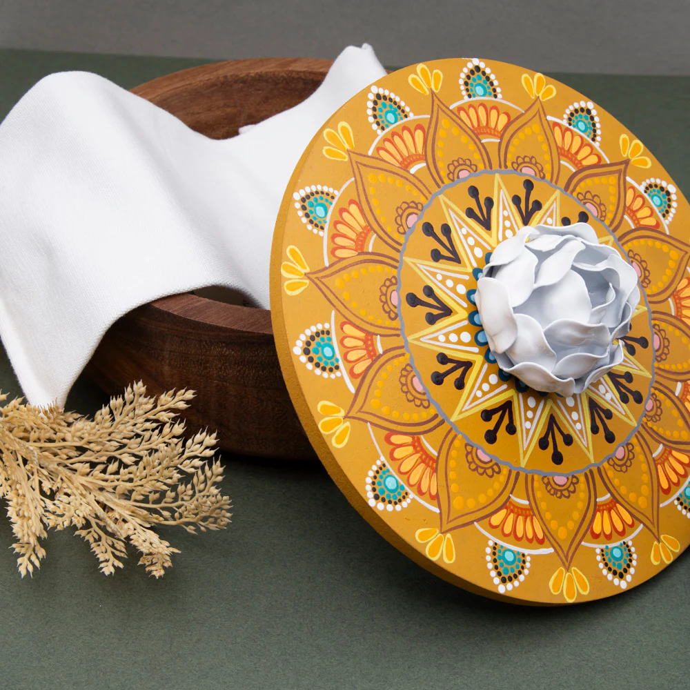 Hand-painted Parota Solid Wood Kitchen Tortillero/Basket - Image 26