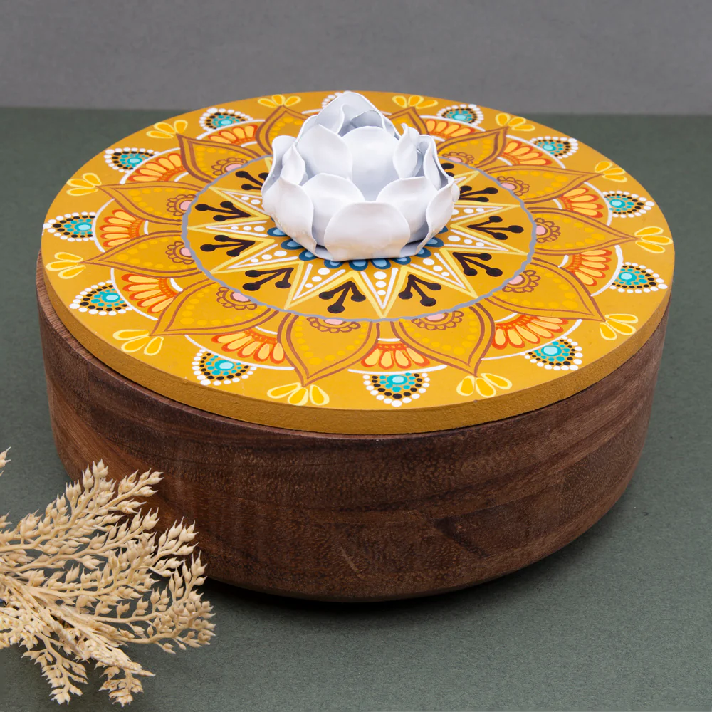 Hand-painted Parota Solid Wood Kitchen Tortillero/Basket - Image 28