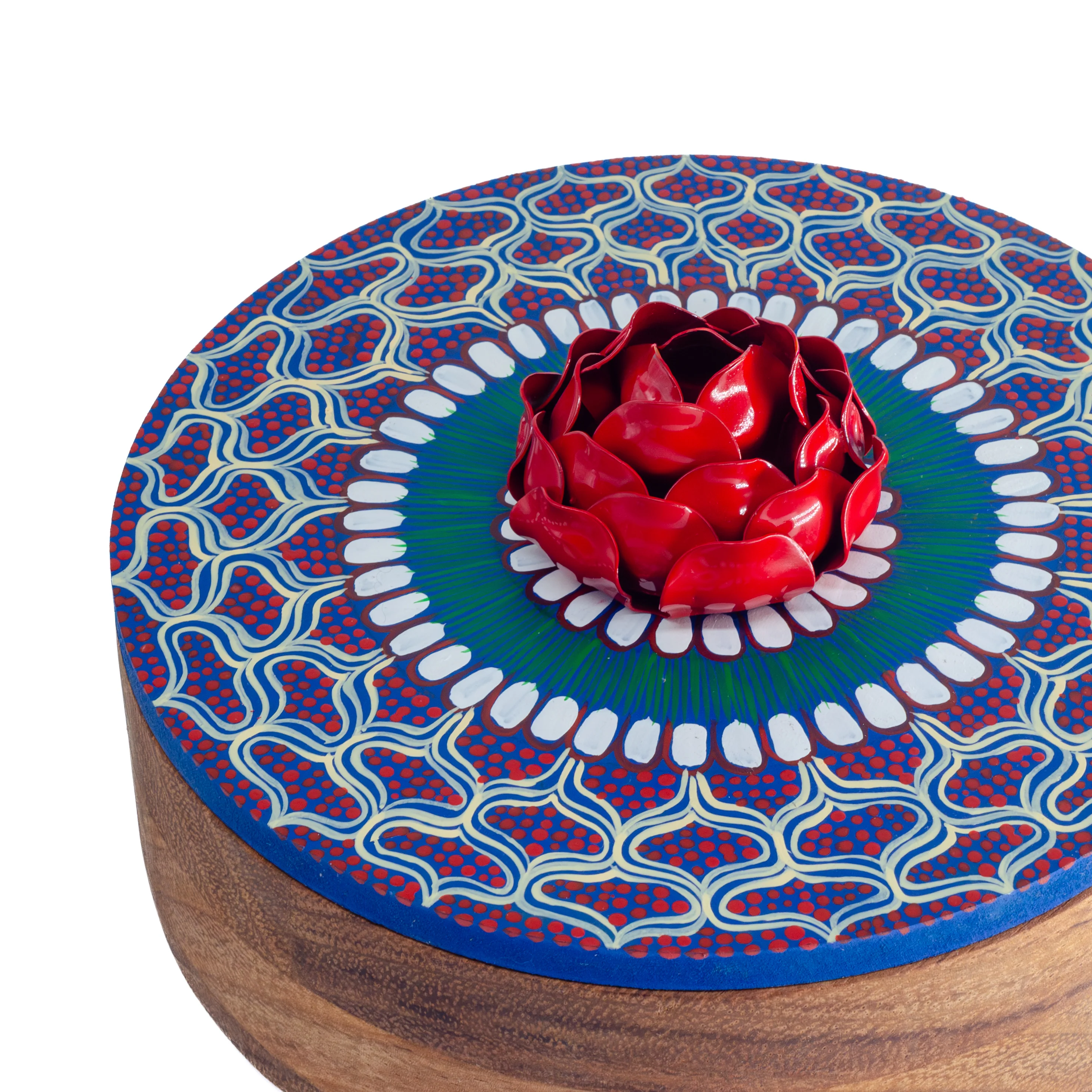 Hand-painted Parota Solid Wood Kitchen Tortillero/Basket - Image 7