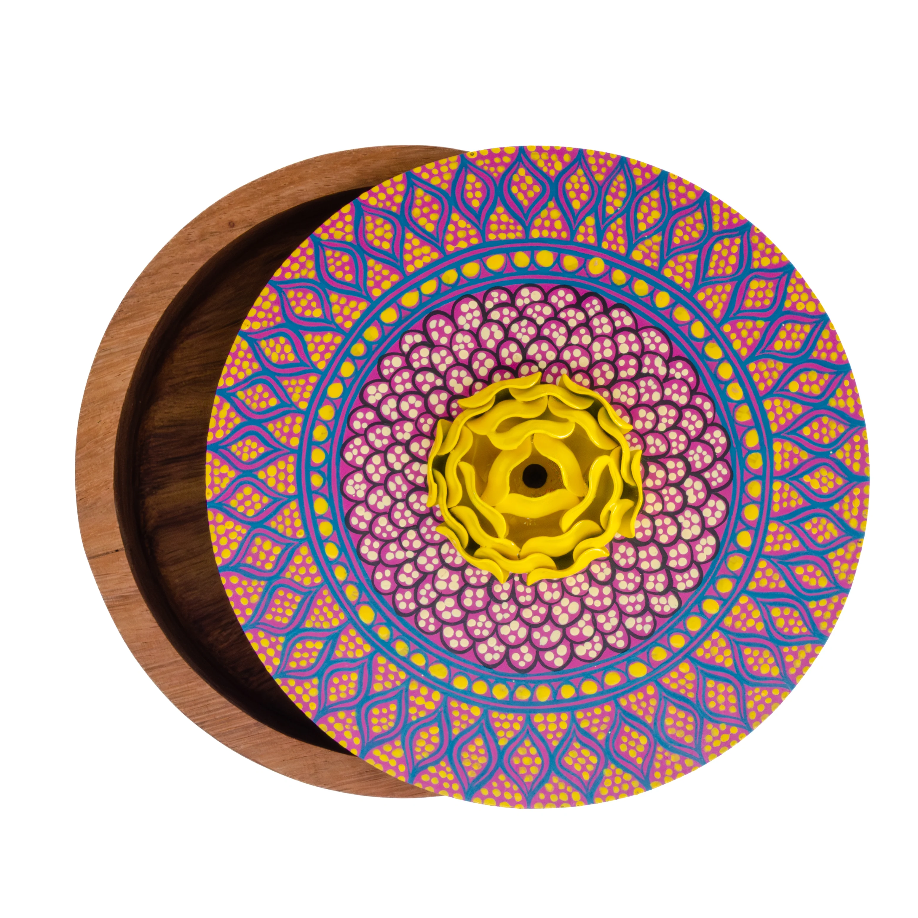 Hand-painted Parota Solid Wood Kitchen Tortillero/Basket - Image 8