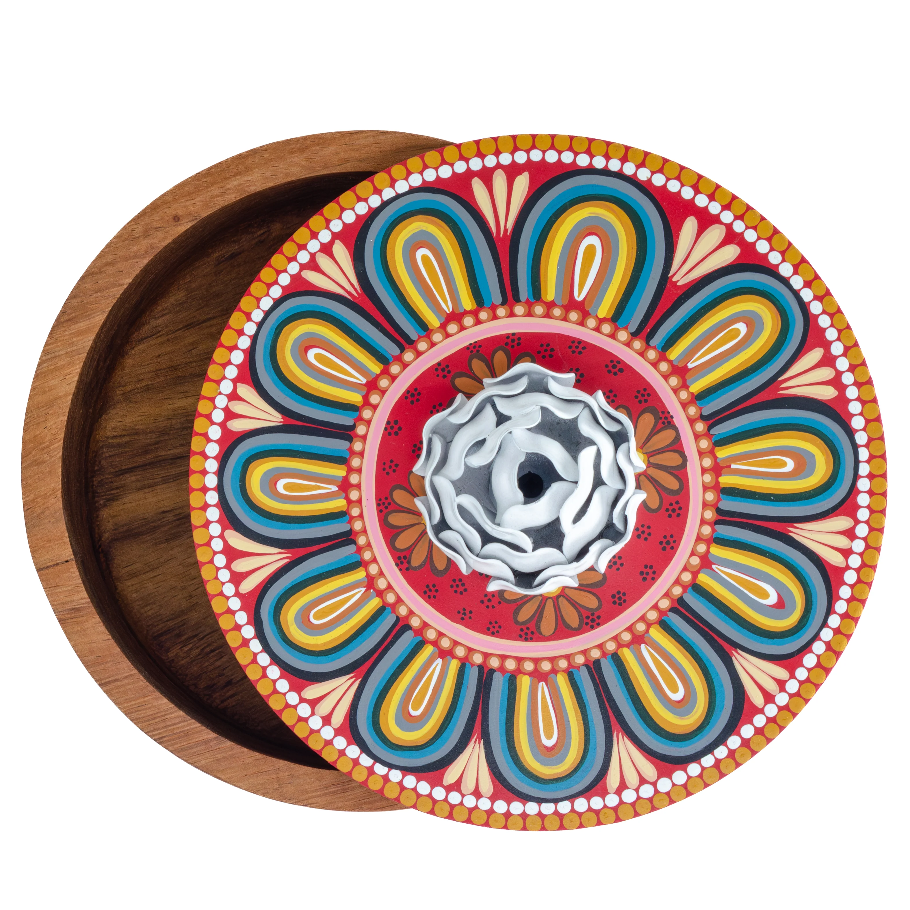 Hand-painted Parota Solid Wood Kitchen Tortillero/Basket - Image 9