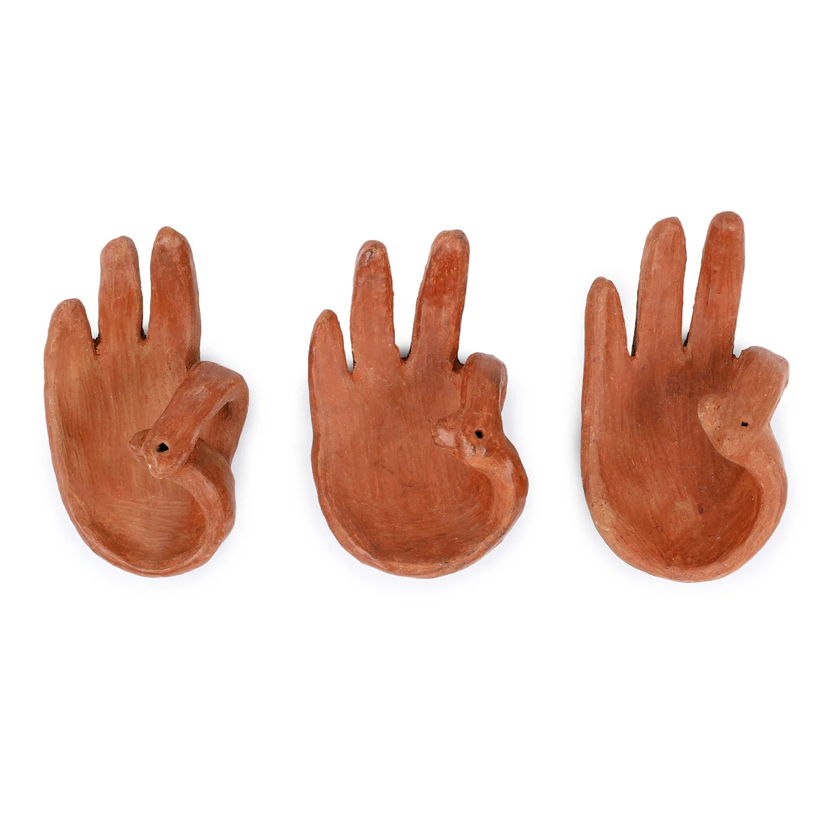 Red Clay Terracotta Manita Hand Incense Holder - Image 3