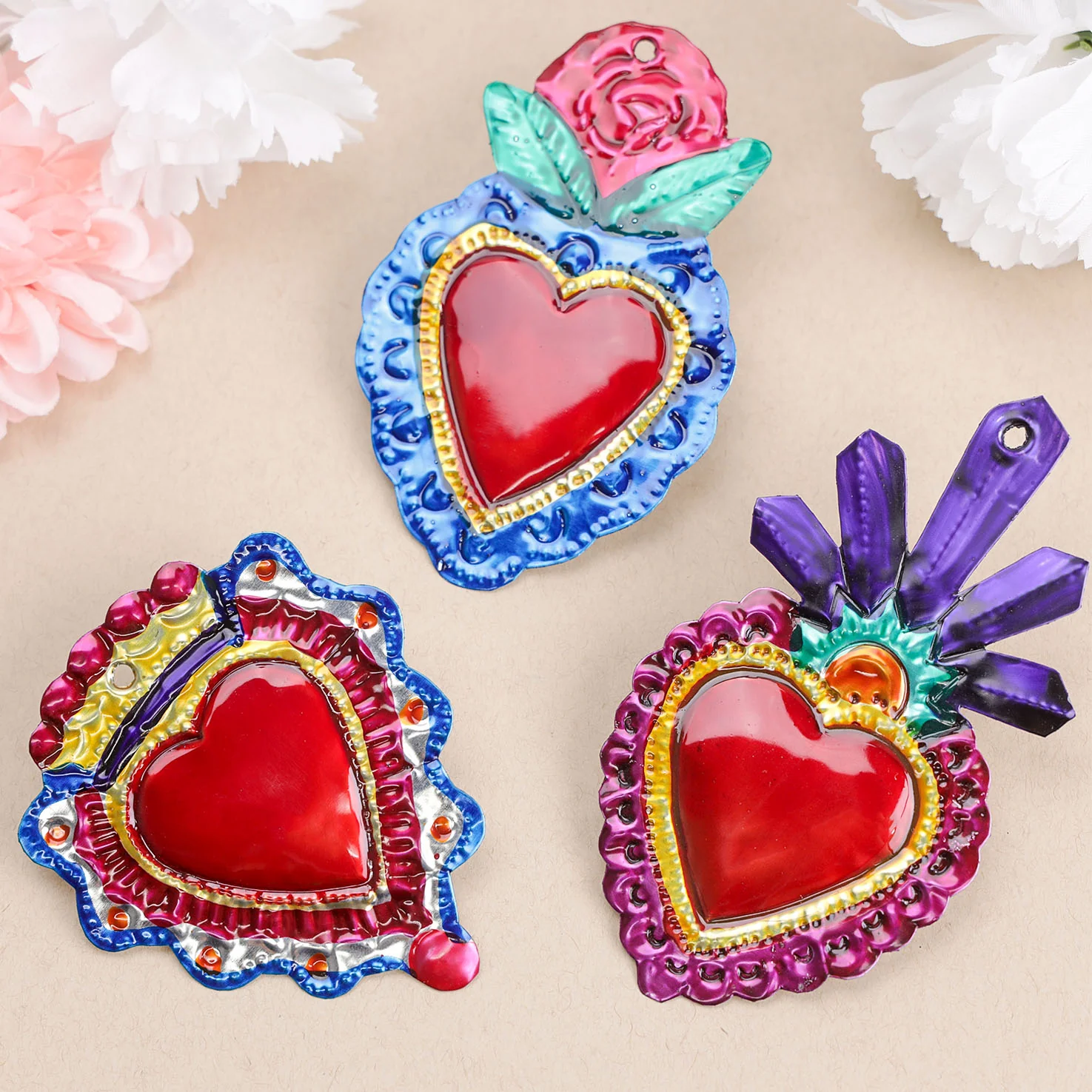 Small Mexican Milagros Tin Hearts - Image 3