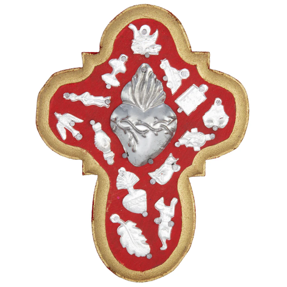 Wooden Wall Cross with Milagritos, Small - Image 19