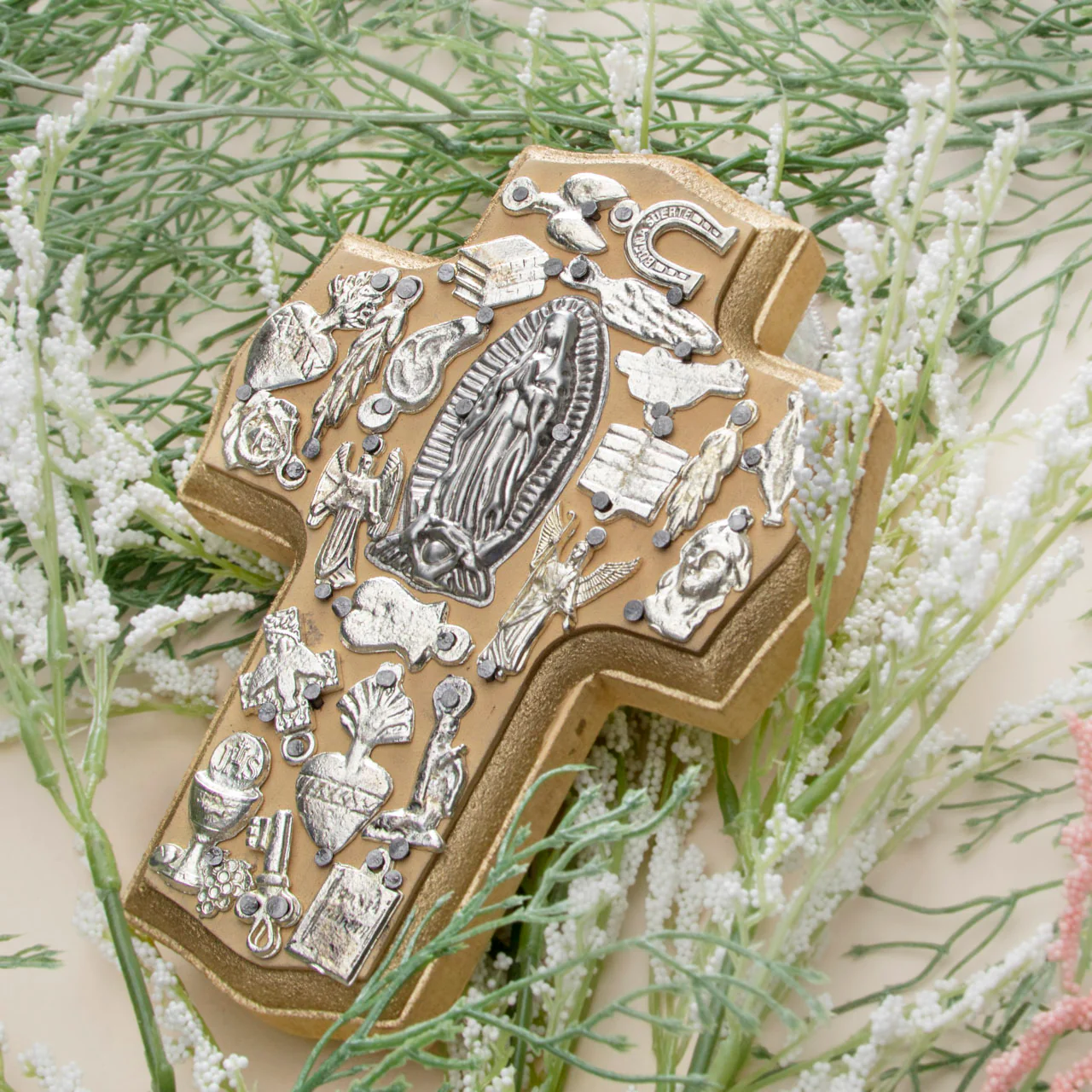 Wooden Wall Cross with Milagritos, Small - Image 3