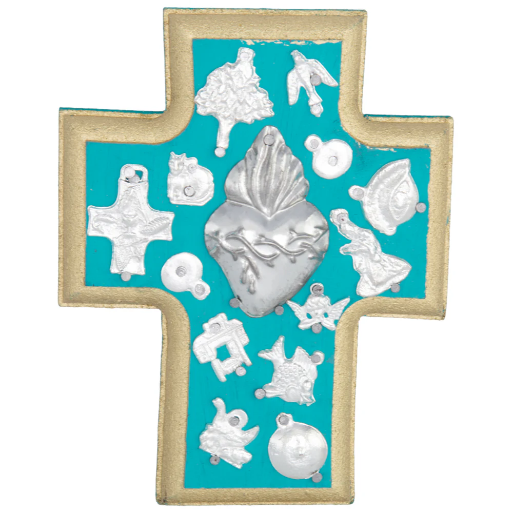 Wooden Wall Cross with Milagritos, Small - Image 30