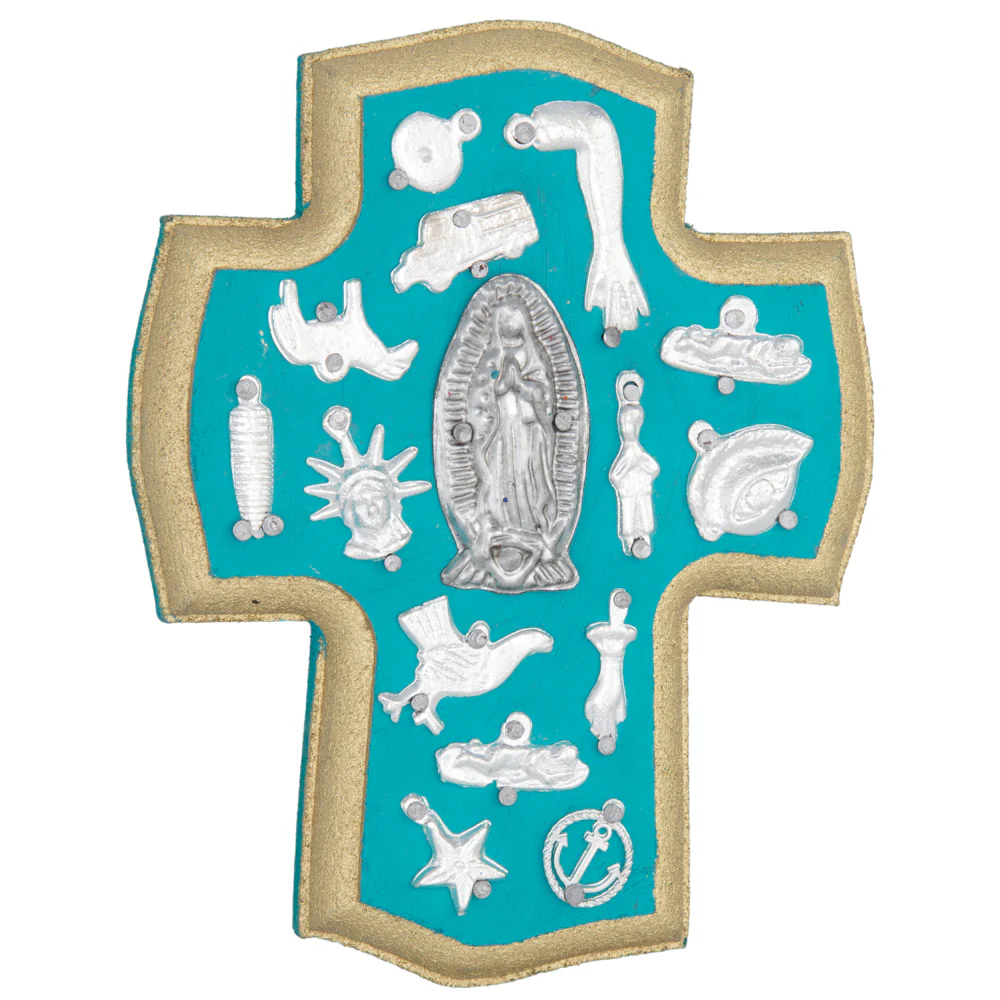 Wooden Wall Cross with Milagritos, Small - Image 31