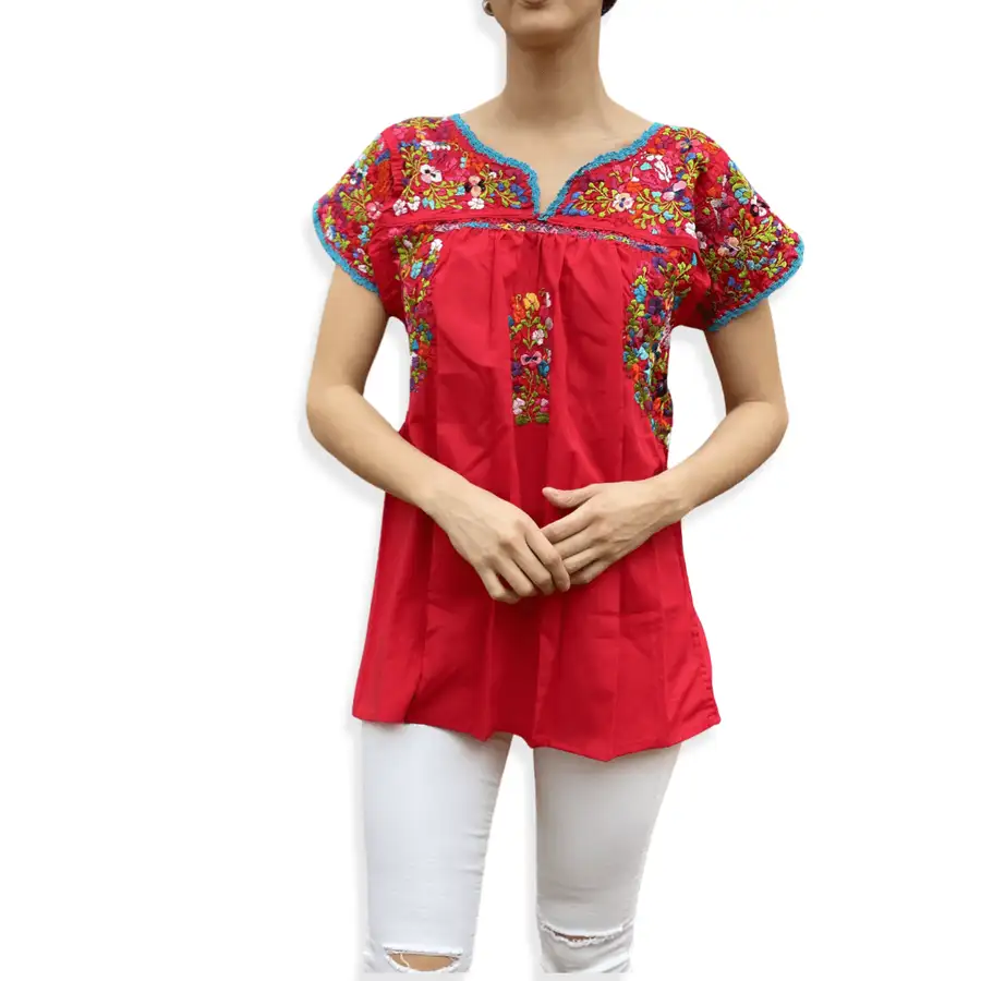 Sophia Hand-Embroidered Short Sleeve Blouse - Image 12