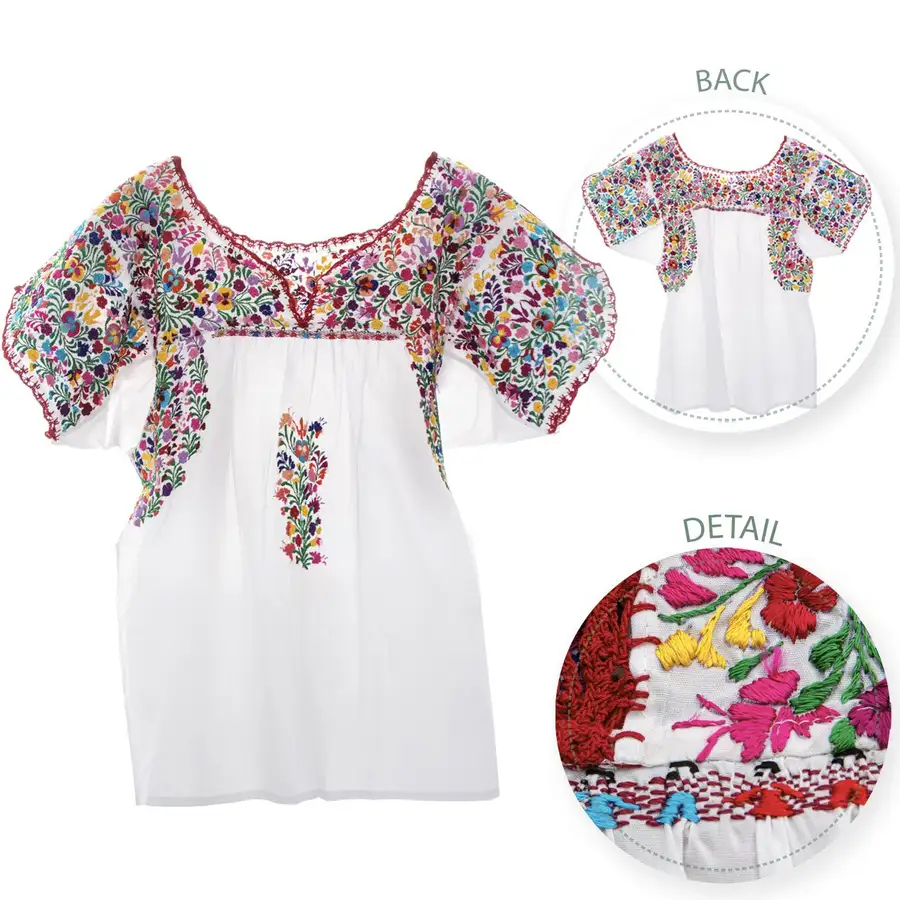 Sophia Hand-Embroidered Short Sleeve Blouse - Image 21