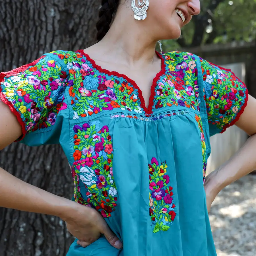 Sophia Hand-Embroidered Short Sleeve Blouse - Image 5