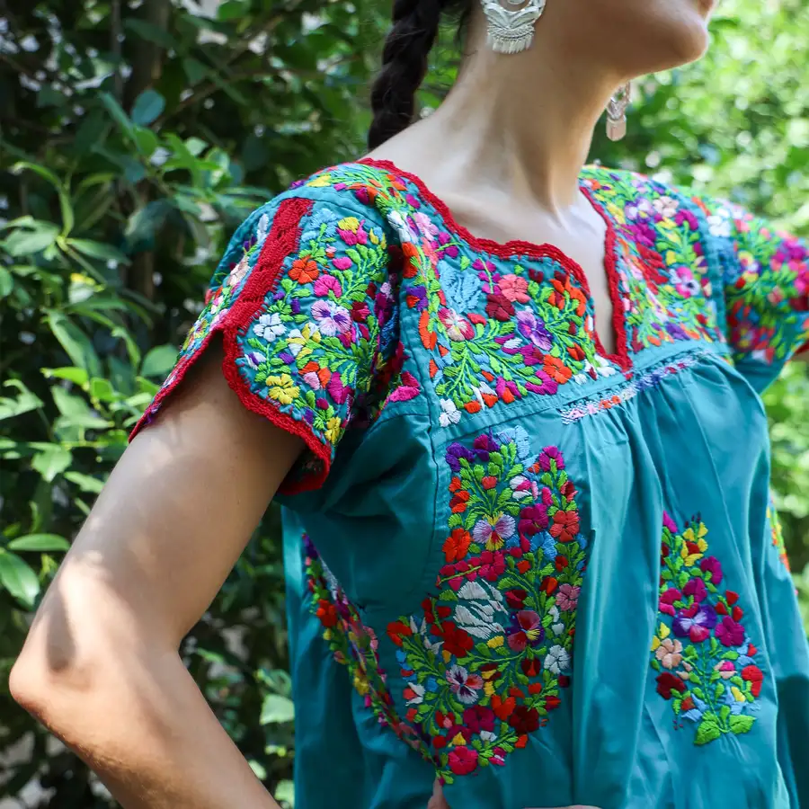 Sophia Hand-Embroidered Short Sleeve Blouse - Image 9