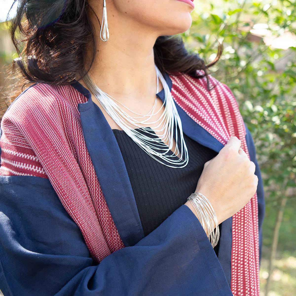 Sterling Silver Agua Liquid Silver Necklace - Image 4