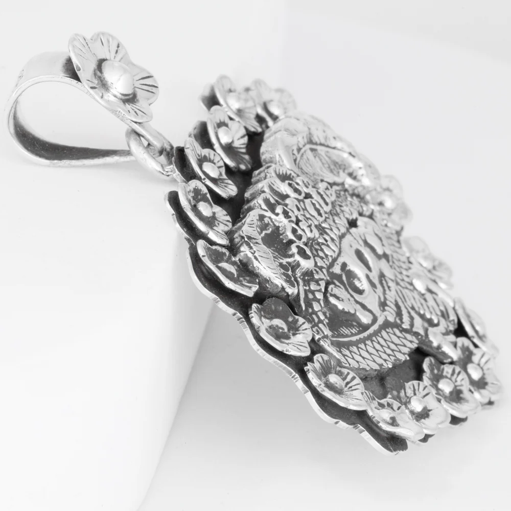 Sterling Silver Calavera Garbancera La Catrina Pendant - Image 3