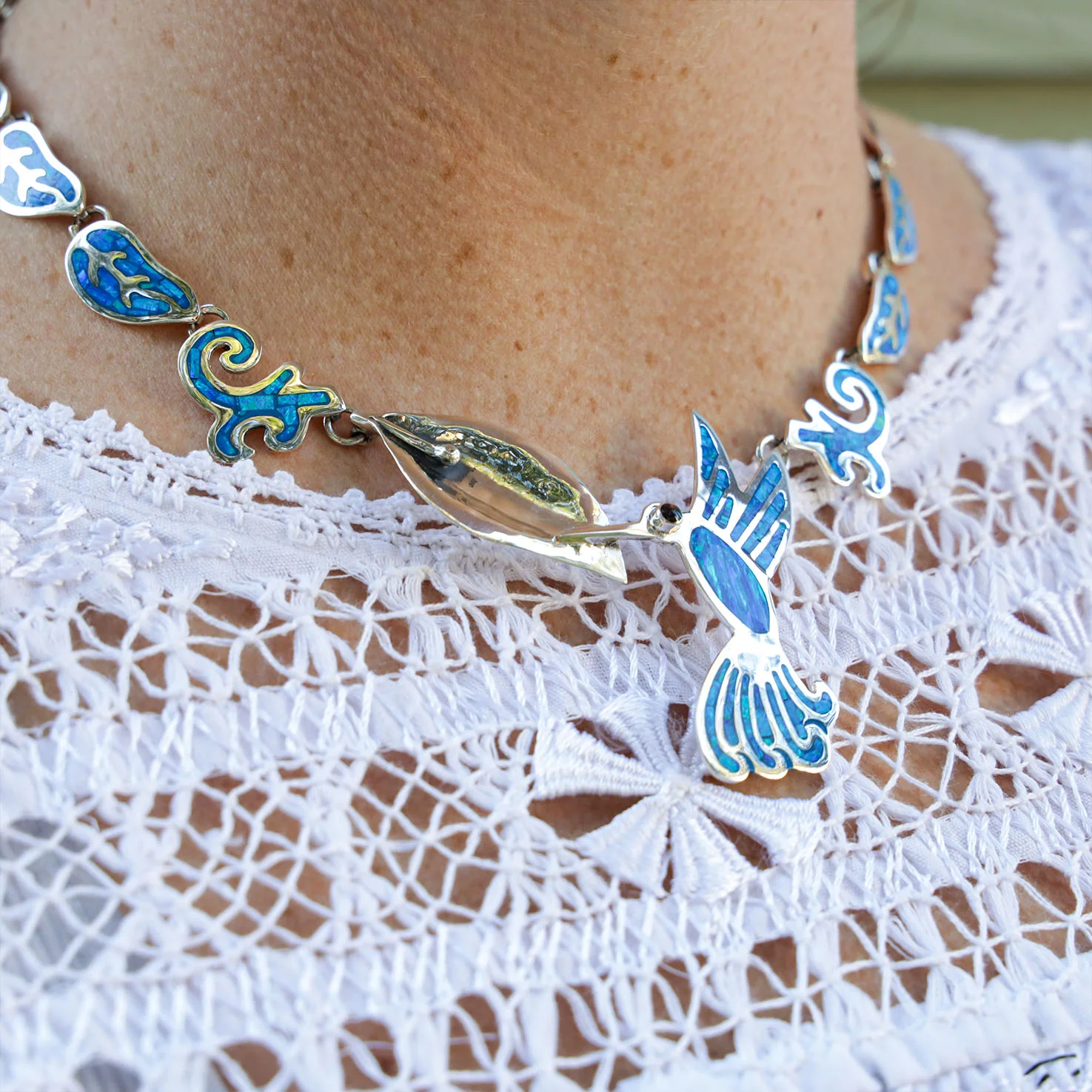 Sterling Silver Colibrí Azul Opal Jewelry Set - Image 4