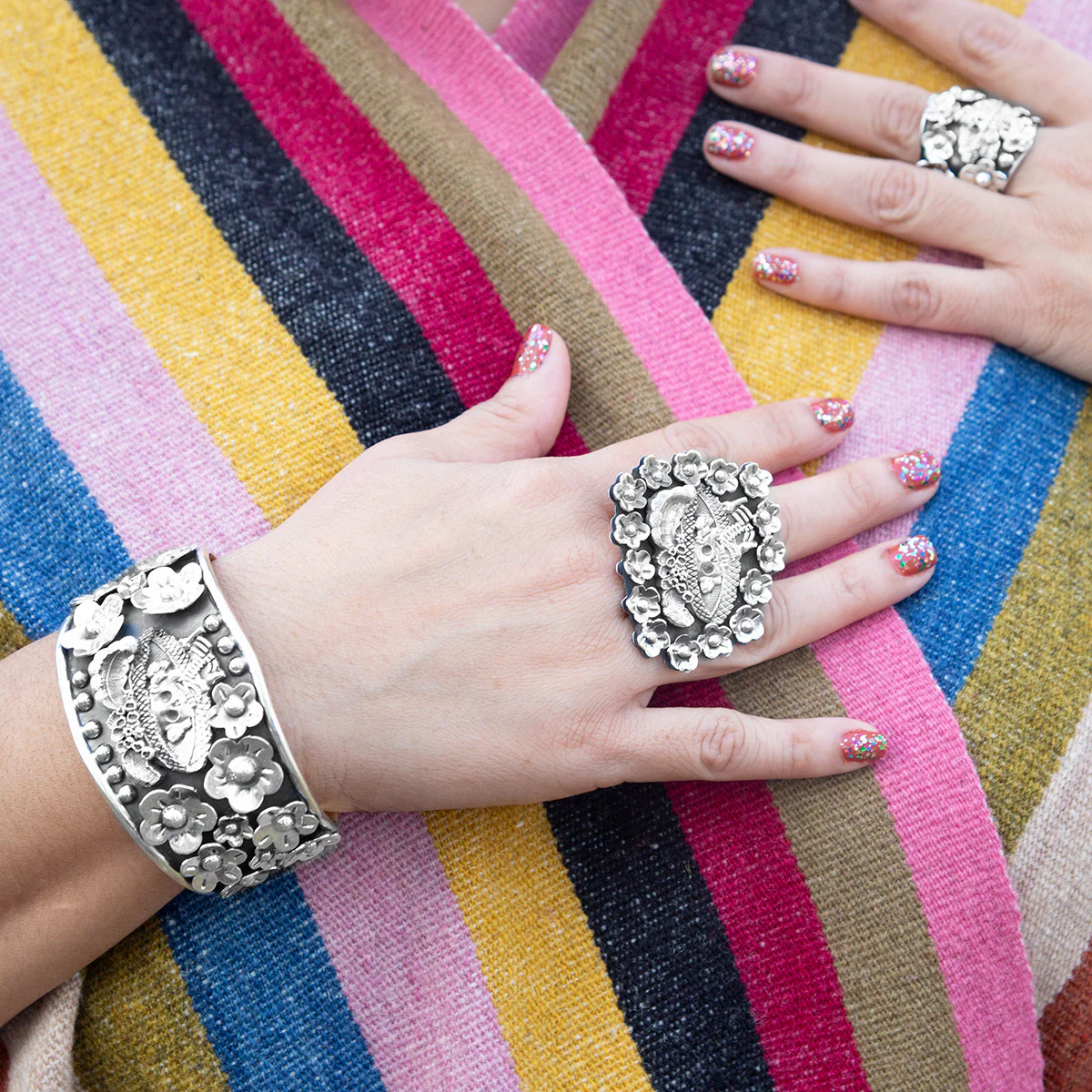 Sterling Silver Large Royal Calavera Catrina Ring - Image 5