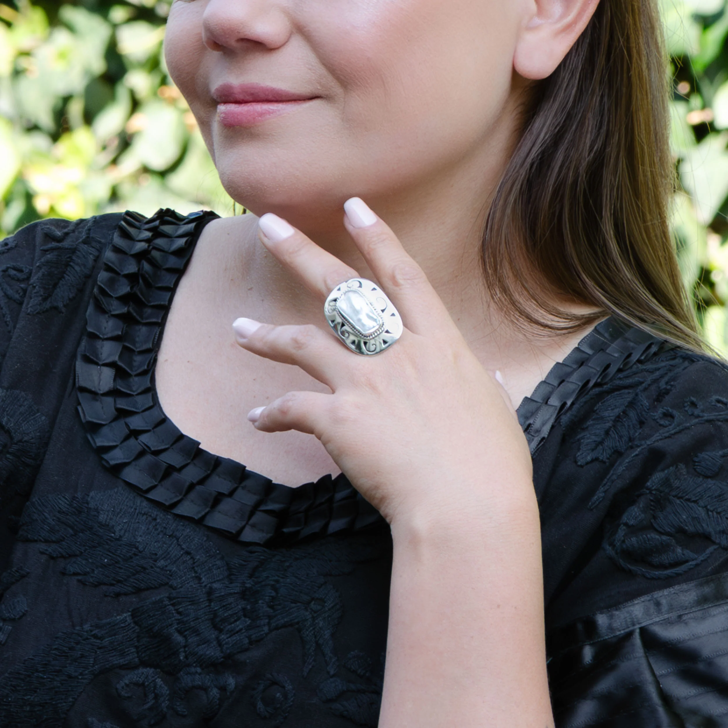 Sterling Silver Shadowbox Pearl Ring - Image 3