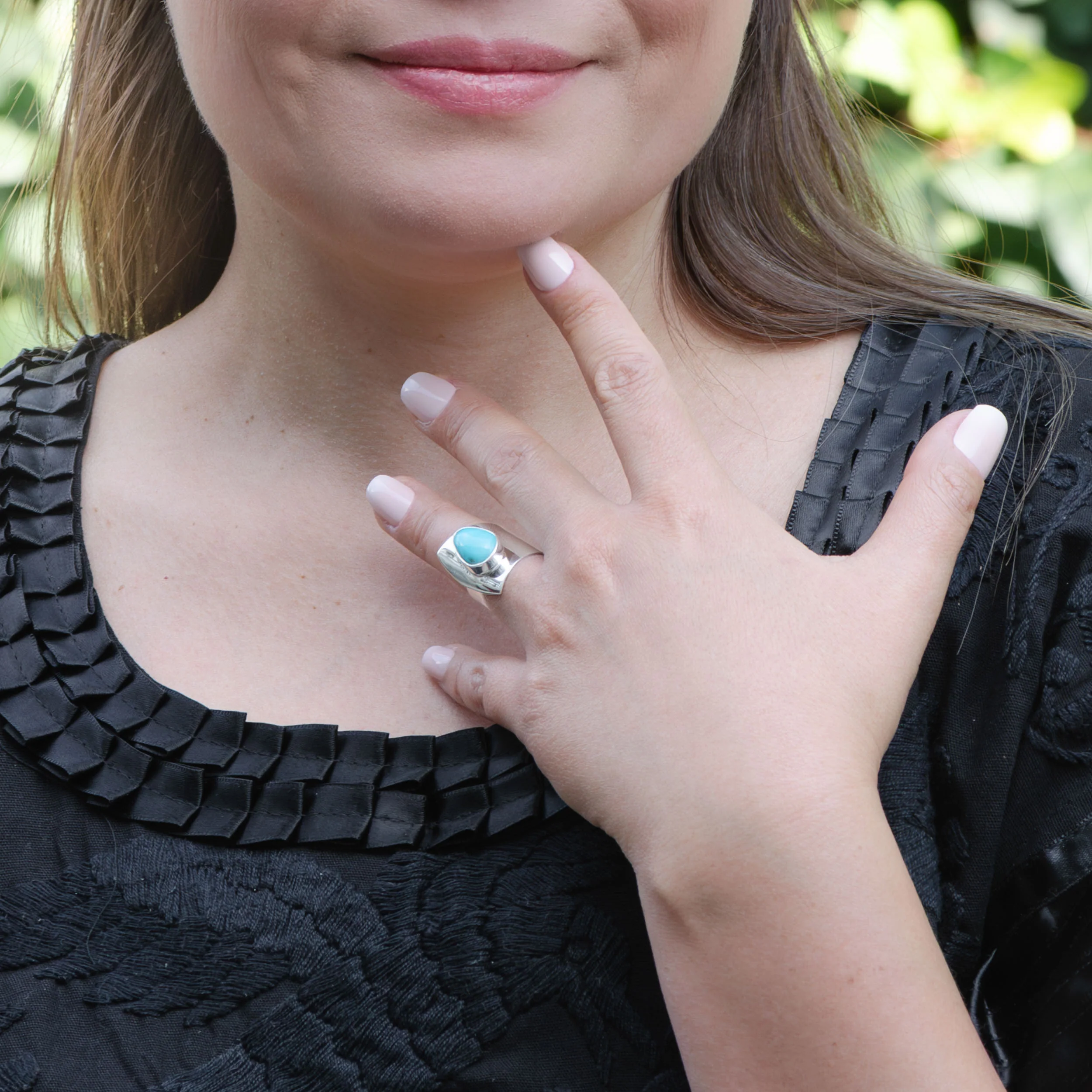 Sterling Silver Tear Drop Turquoise Ring - Image 3