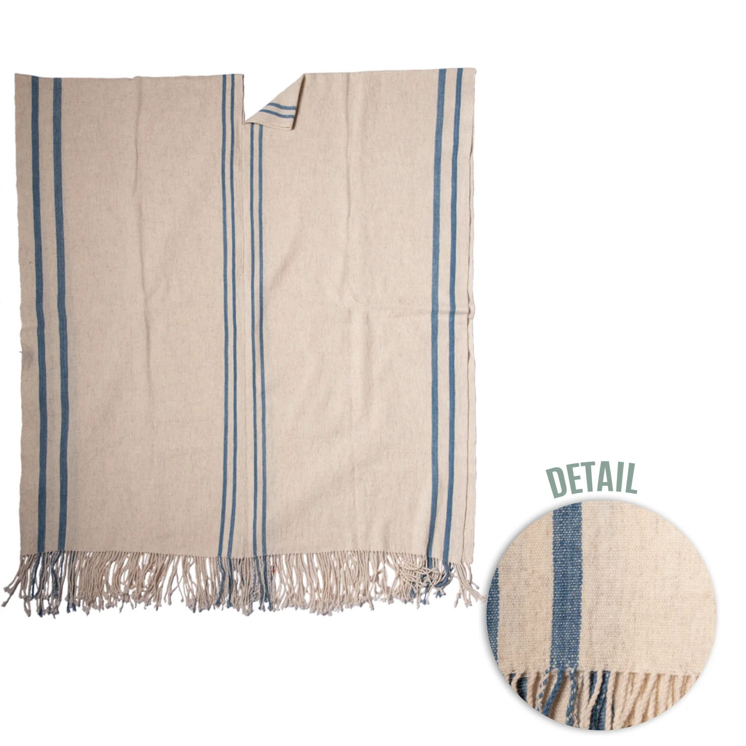 Tanamacoyan Indigo Naturally Dyed Wool Long Poncho - Image 3