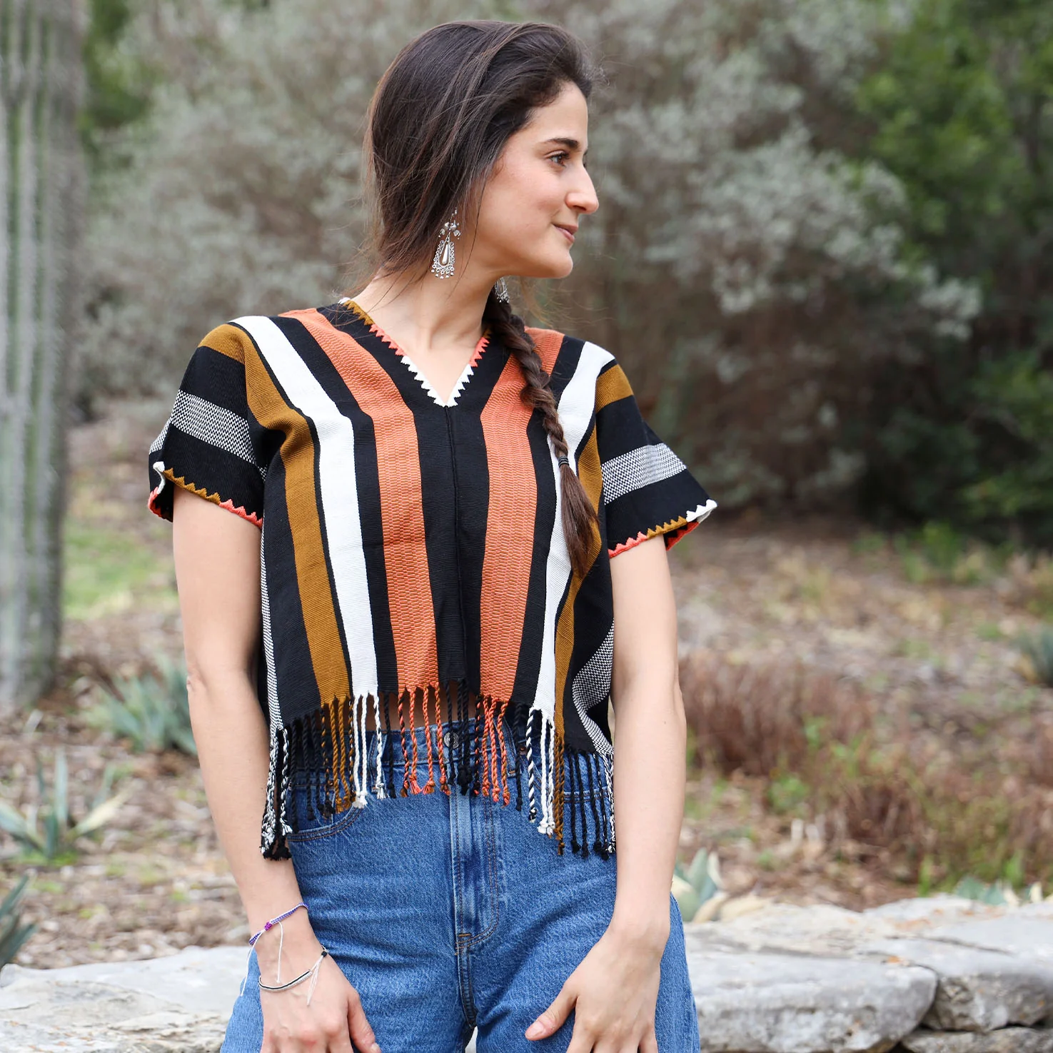 Tassels Cropped Huipil Blouse - Image 13