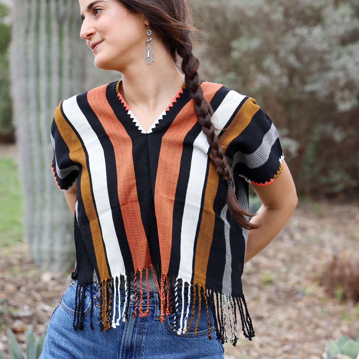 Tassels Cropped Huipil Blouse - Image 7