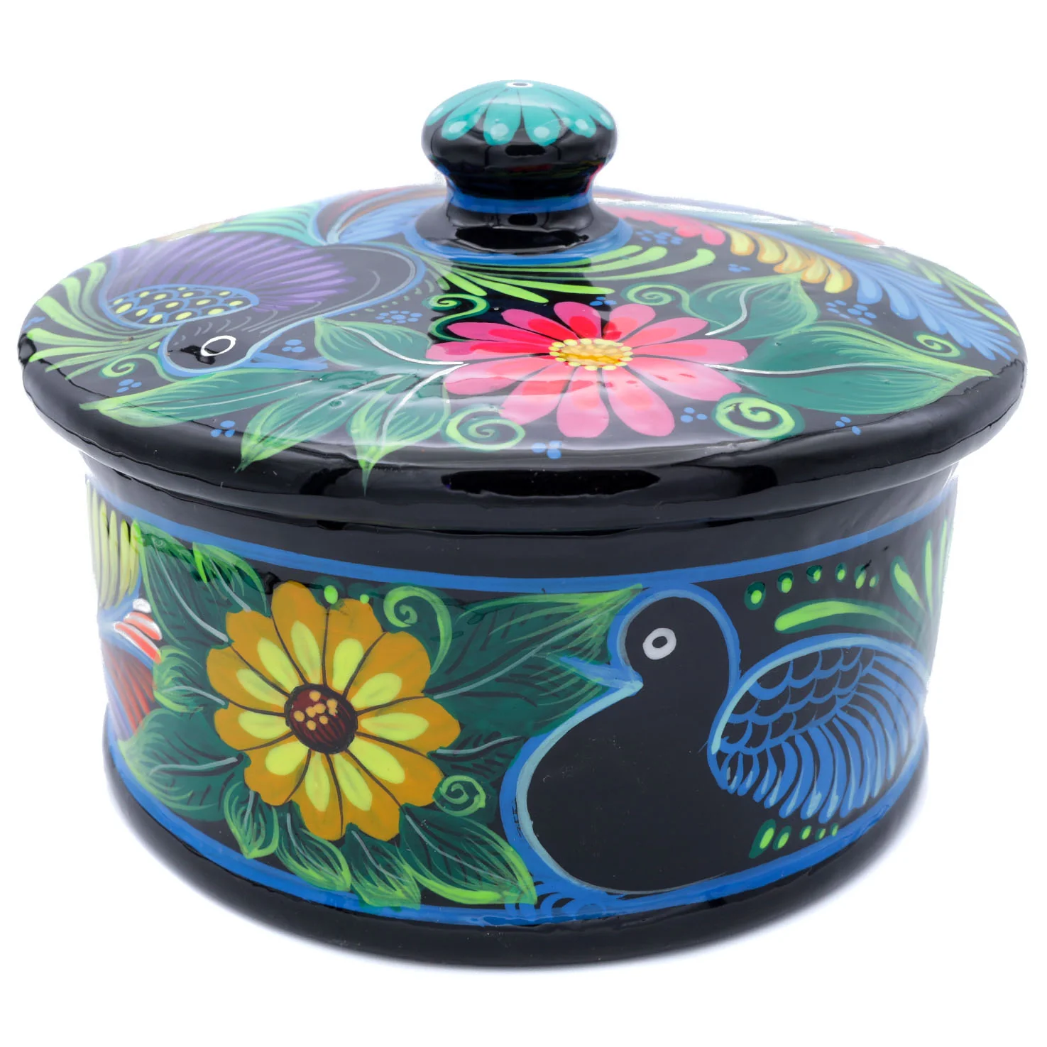 Hand-Painted Xalitla Clay Tortilla Basket - Image 10